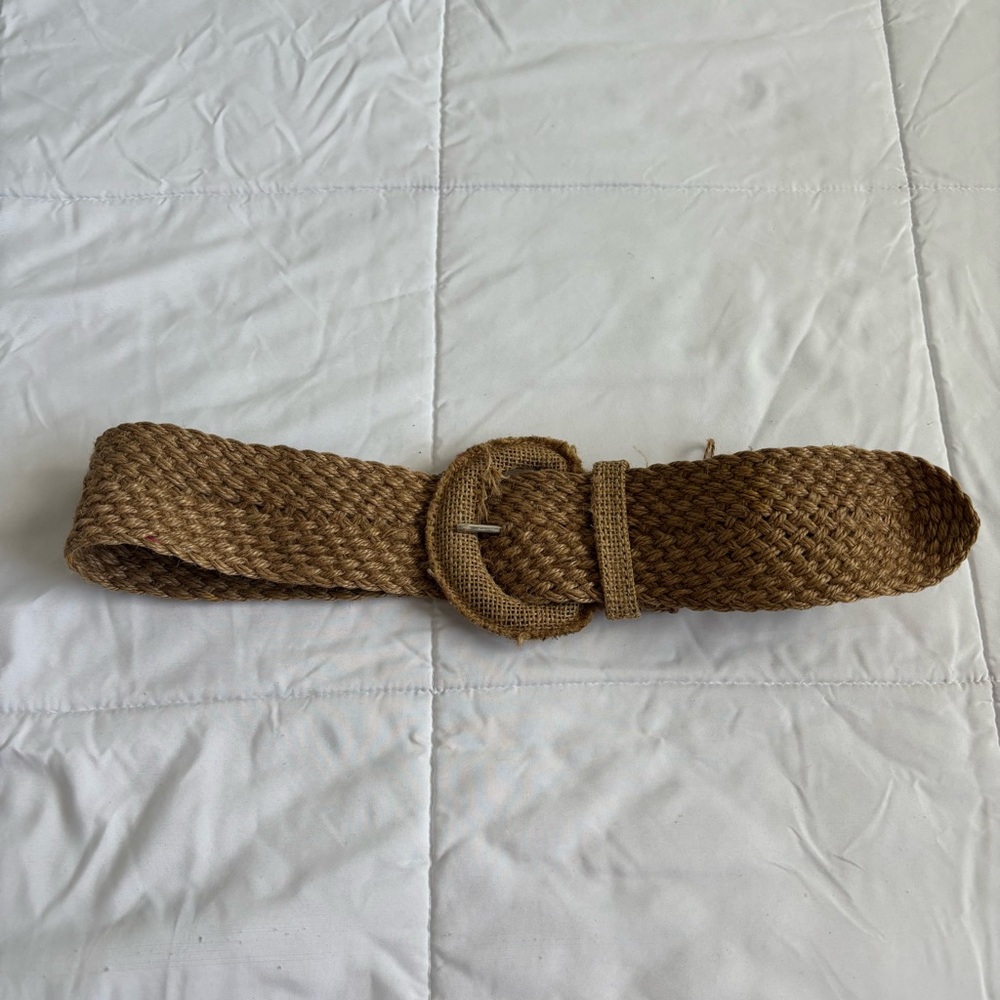 Natural Jute Belt for Women Round Buckle Jute Belt Boho Summer Belt